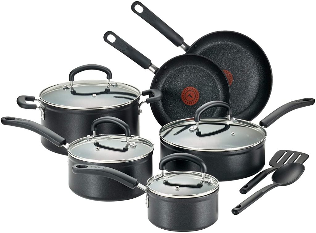 T-fal C561SC Titanium Advanced Nonstick Thermo-Spot Heat Indicator Dishwasher Safe Cookware Set