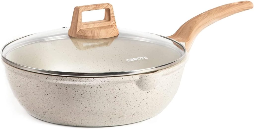 CAROTE 6.5Qt Nonstick Deep Frying Pan with Lid