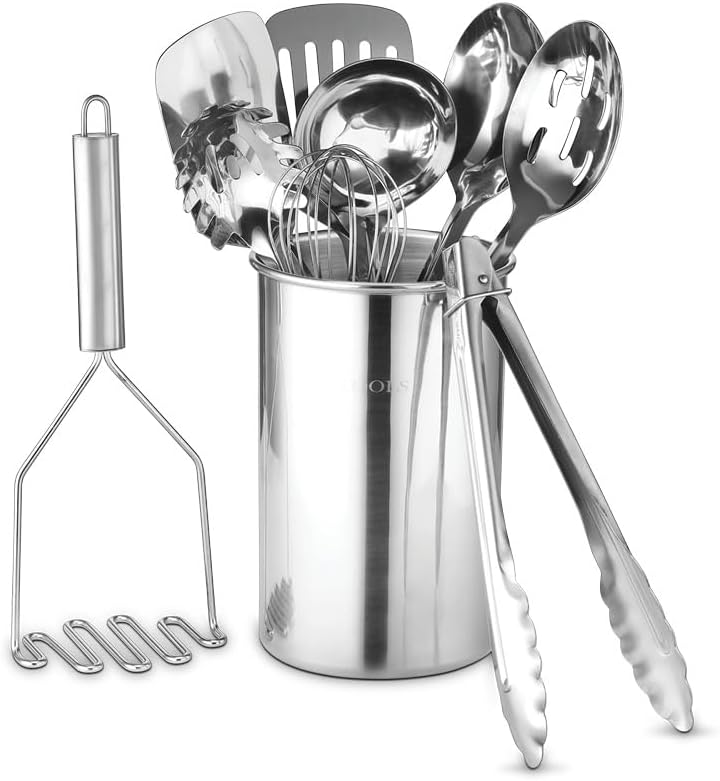 Avador® Premium Set of 10 Stainless Steel Kitchen Tool Set with Holder Easy To Clean Review