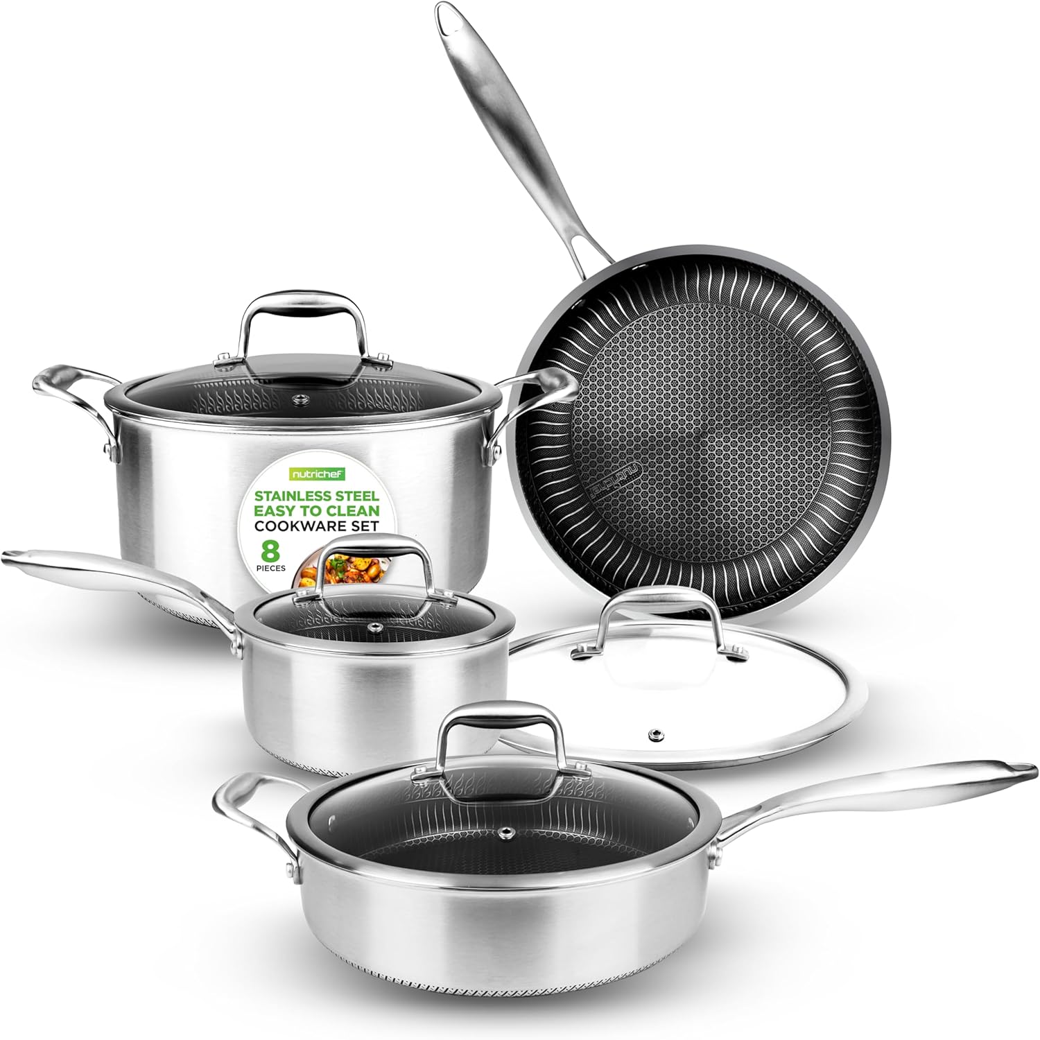 NutriChef 8-Piece Triply Cookware Set Stainless Steel Review