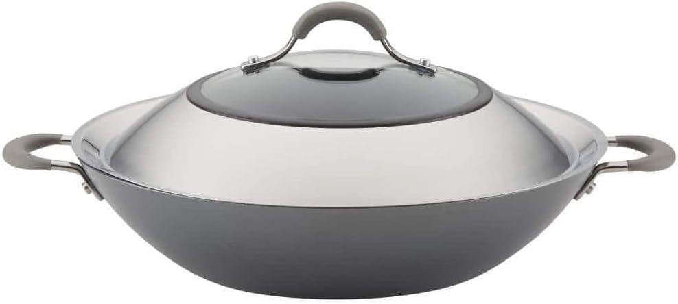 Circulon Wok 14Dia Gray Hard-Anodized Nonstick Glass Lid Side Handles Oven Safe Review