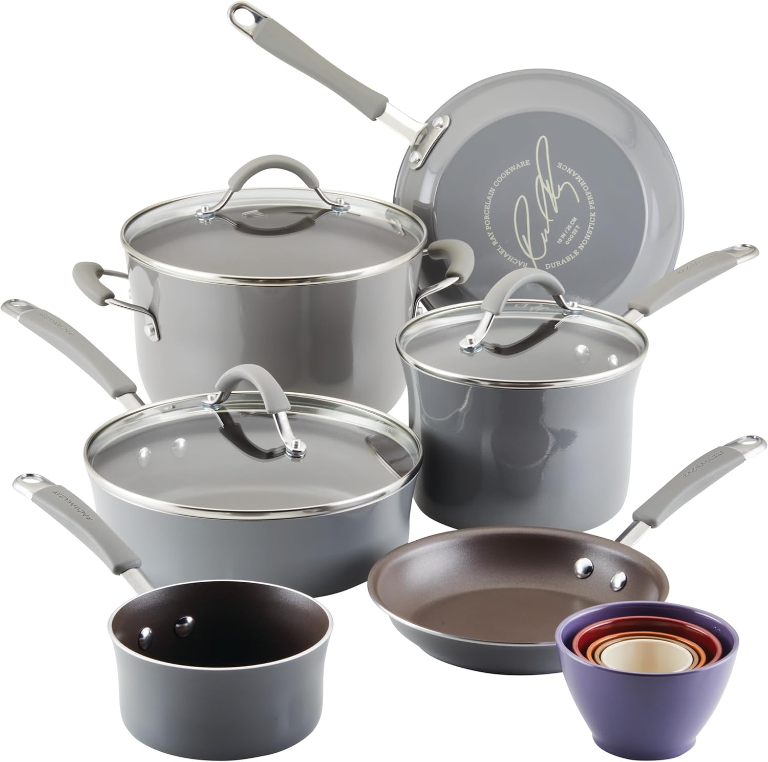 Rachael Ray Cucina Nonstick Cookware Pots and Pans with Glass Lids and Nesting Measuring Cups Review