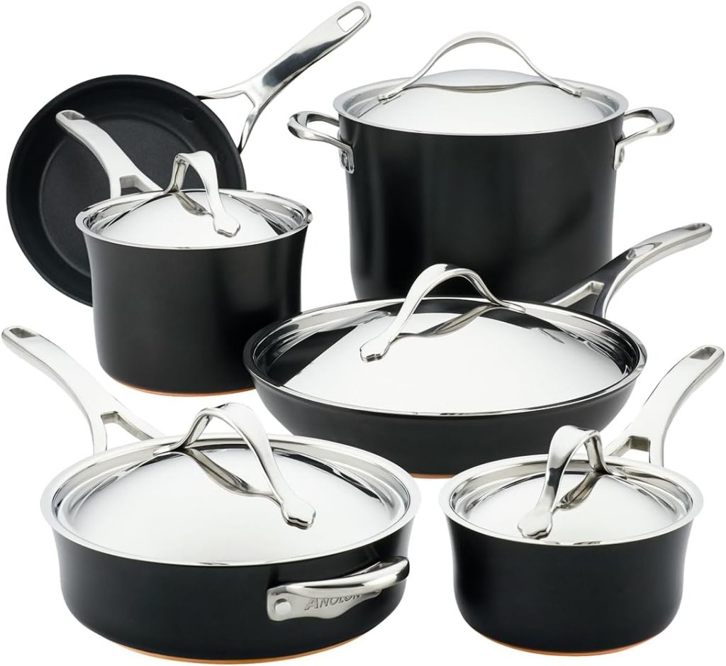 Anolon Nouvelle Copper Stainless Steel 11-Piece Cookware Set