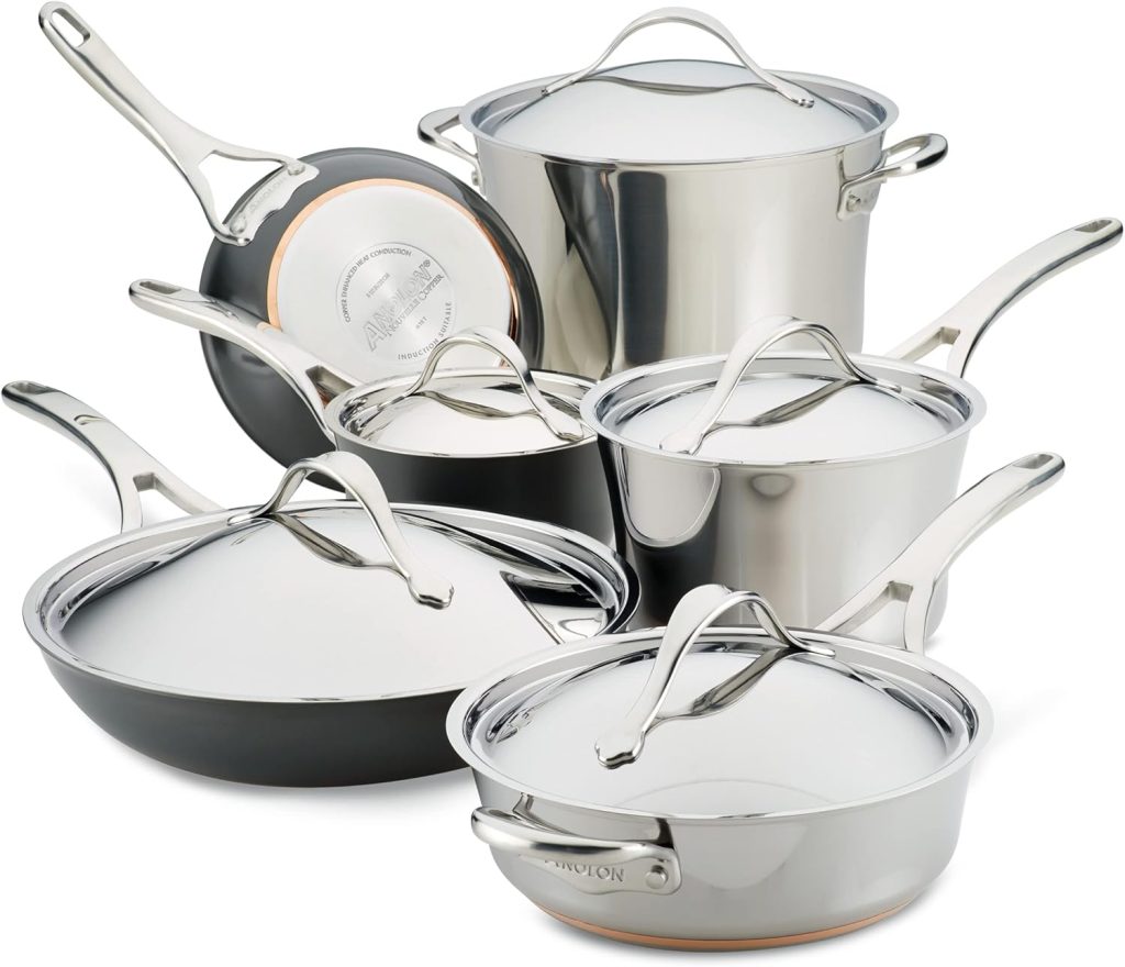 Anolon Nouvelle Copper Stainless Steel 11-Piece Cookware Set