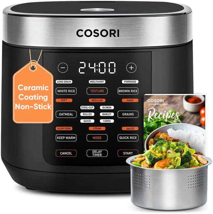 COSORI Rice Cooker 10 Cup, Premium Stainless Steel Inner Pot