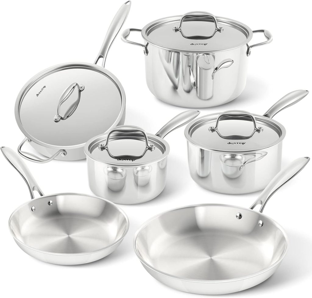 Duxtop Whole-Clad Tri-Ply Stainless Steel 10-Piece Cookware Set