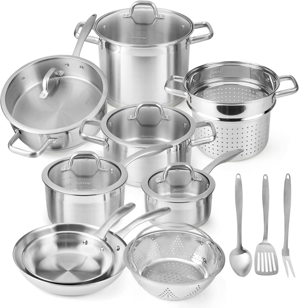 Duxtop Whole-Clad Tri-Ply Stainless Steel Induction Cookware Set (17-Piece)