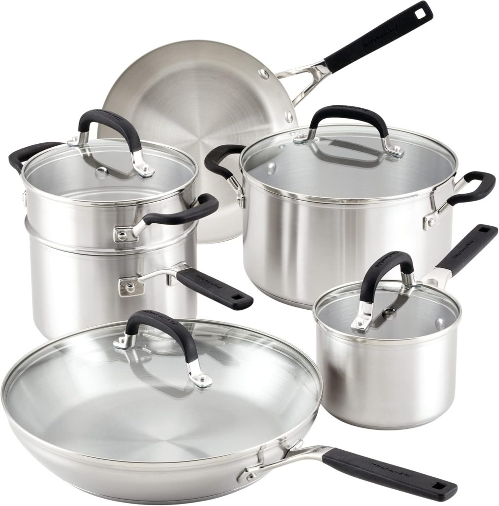 KitchenAid Tri-Ply Stainless Steel 10-Piece Cookware Set