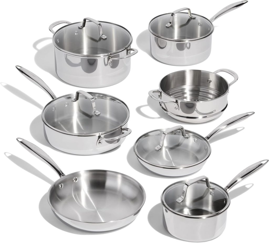 Lagostina Martellata Hammered Copper 10-Piece Tri-Ply Cookware Set