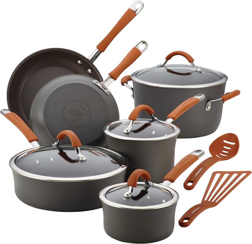 Rachael Ray Cucina Hard-Anodized Nonstick Cookware Set (12-Piece)