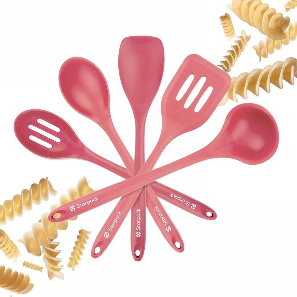 StarPack Premium Silicone Kitchen Utensil Set with Stainless Steel Handles (5-Piece)