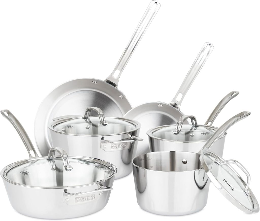 Viking 3-Ply Stainless Steel Copper Clad 10-Piece Cookware Set