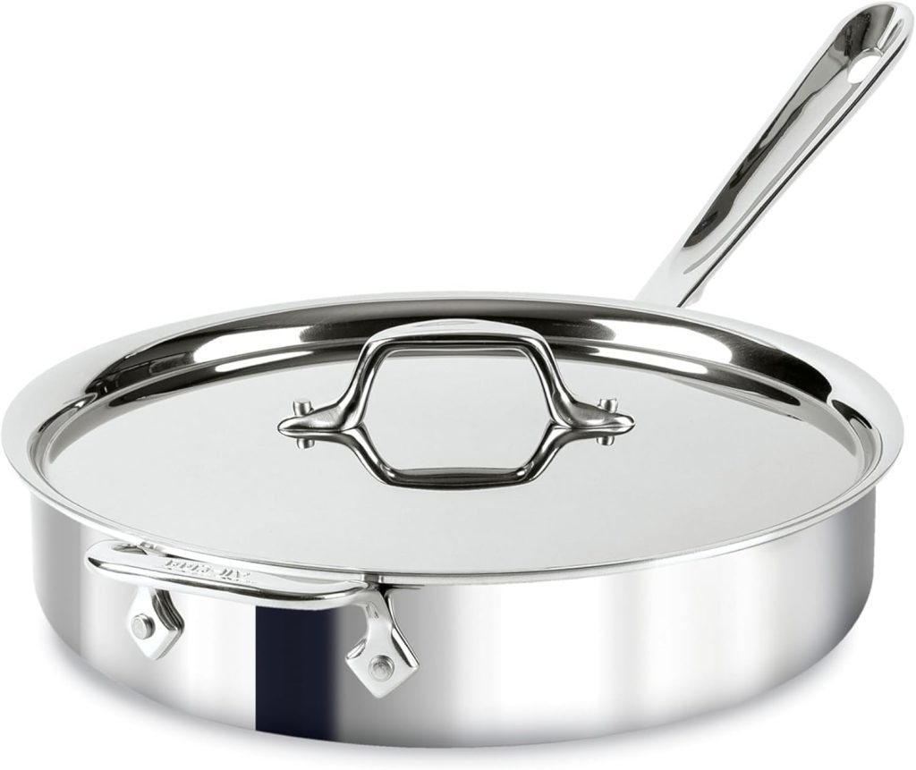All-Clad D3 Stainless Steel 4-Quart Sauté Pan with Lid