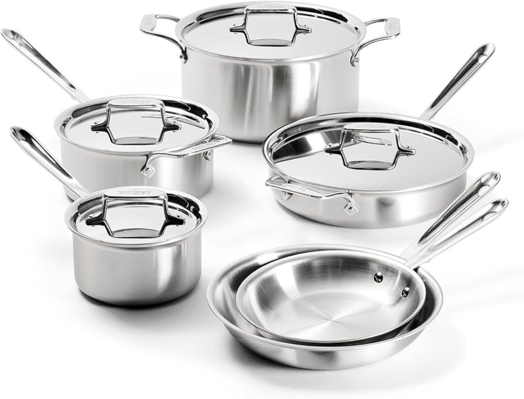 All-Clad D5 Five-Ply Brushed Stainless Steel 10-Piece Set