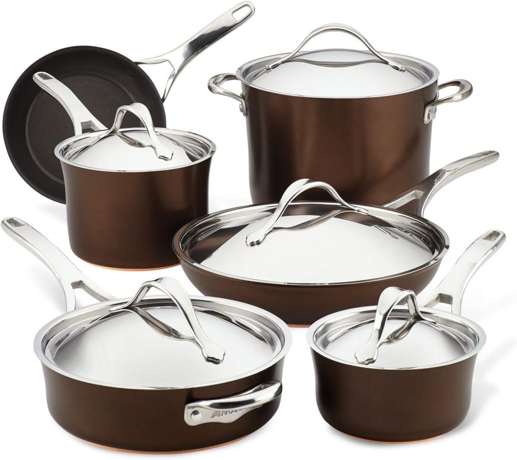 Anolon Nouvelle Copper Stainless Steel 11-Piece Cookware Set