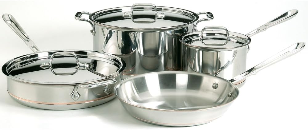 Duparquet Copper Cookware 7-Piece Professional Stainless Steel Set