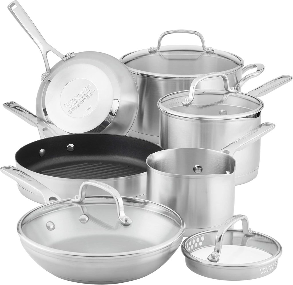 KitchenAid 3-Ply Base Stainless Steel 10-Piece Cookware Set