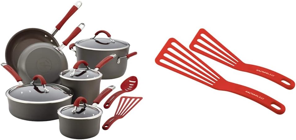 Rachael Ray Cucina Hard Anodized Nonstick Cookware Set, 12 Piece