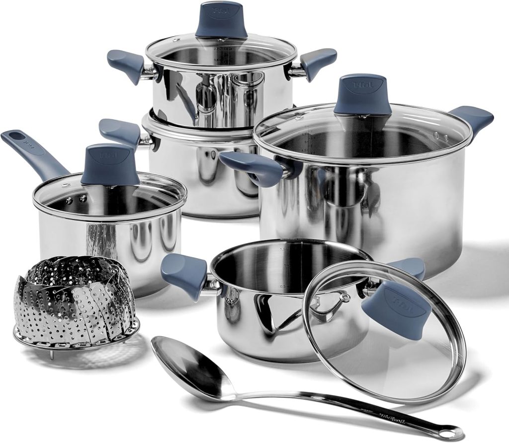 T-fal Stainless Steel Cookware Set, 12-Piece Multi-Clad
