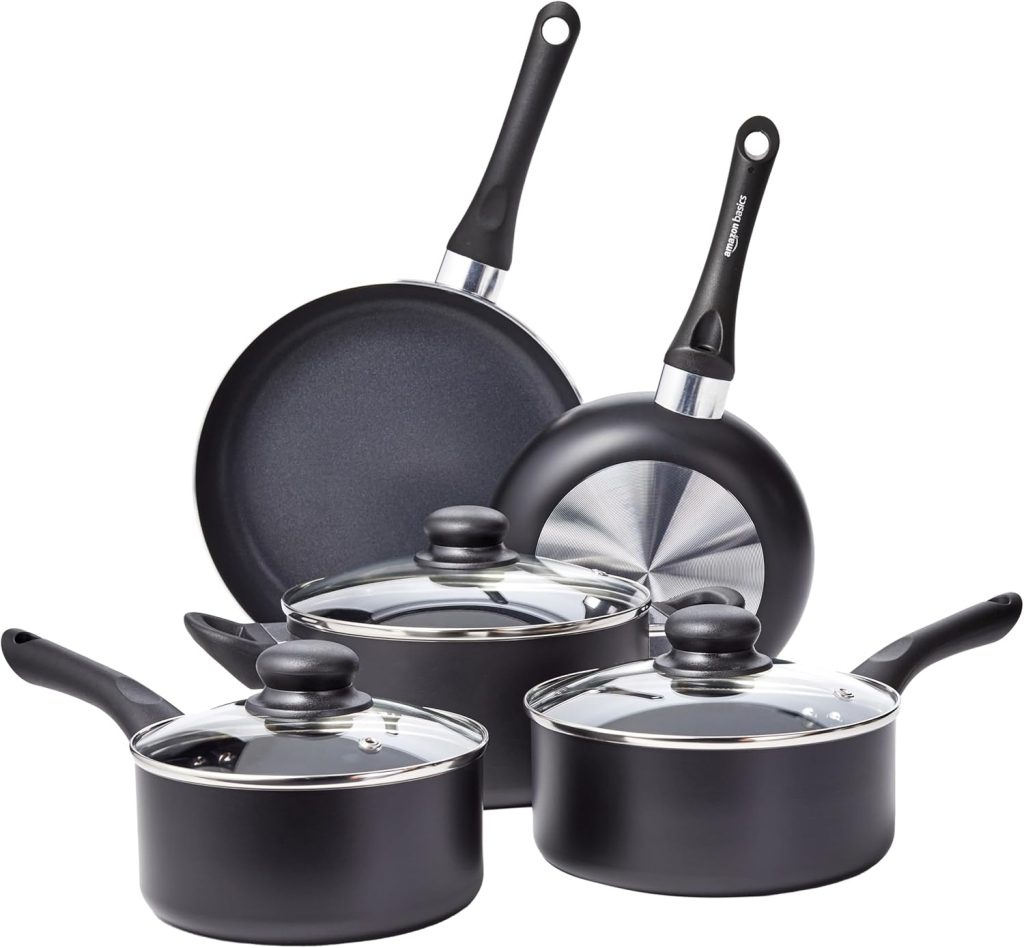 AmazonBasics Non-Stick Cookware Set (8-piece)