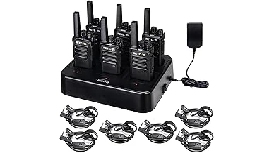 The image shows a set of durable long-range walkie talkies ready for outdoor adventure and communication.