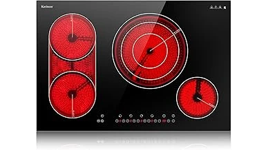 The image shows a sleek, modern 90cm cooktop installed in a kitchen, likely a popular Bunnings model.