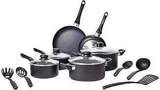 The image shows a collection of shiny stainless steel pots and pans, highlighting the best cookware set for boiling.