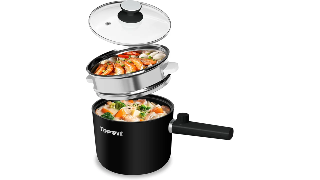 Topwit Hot Pot Electric Steamer, 1.5L Ramen Cooker