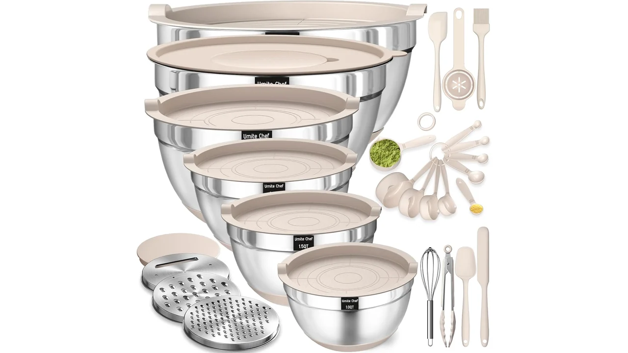 Mixing Bowls Airtight Lids Set, 26PCS Stainless Steel