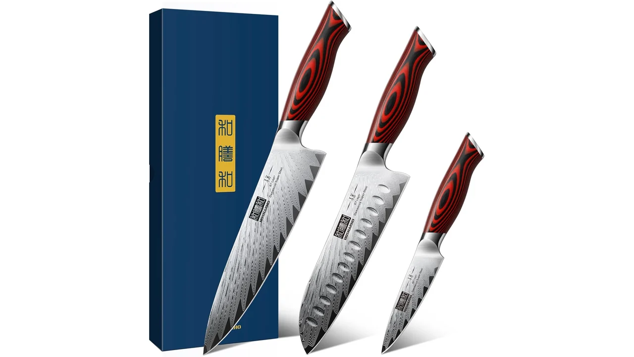 HOSHANHO 3 Pieces Damascus Kitchen Knife Set – Complete