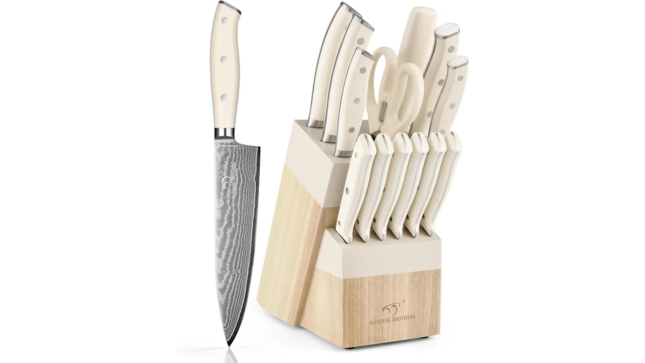 NANFANG BROTHERS Damascus Kitchen Knife Set 14 Pieces