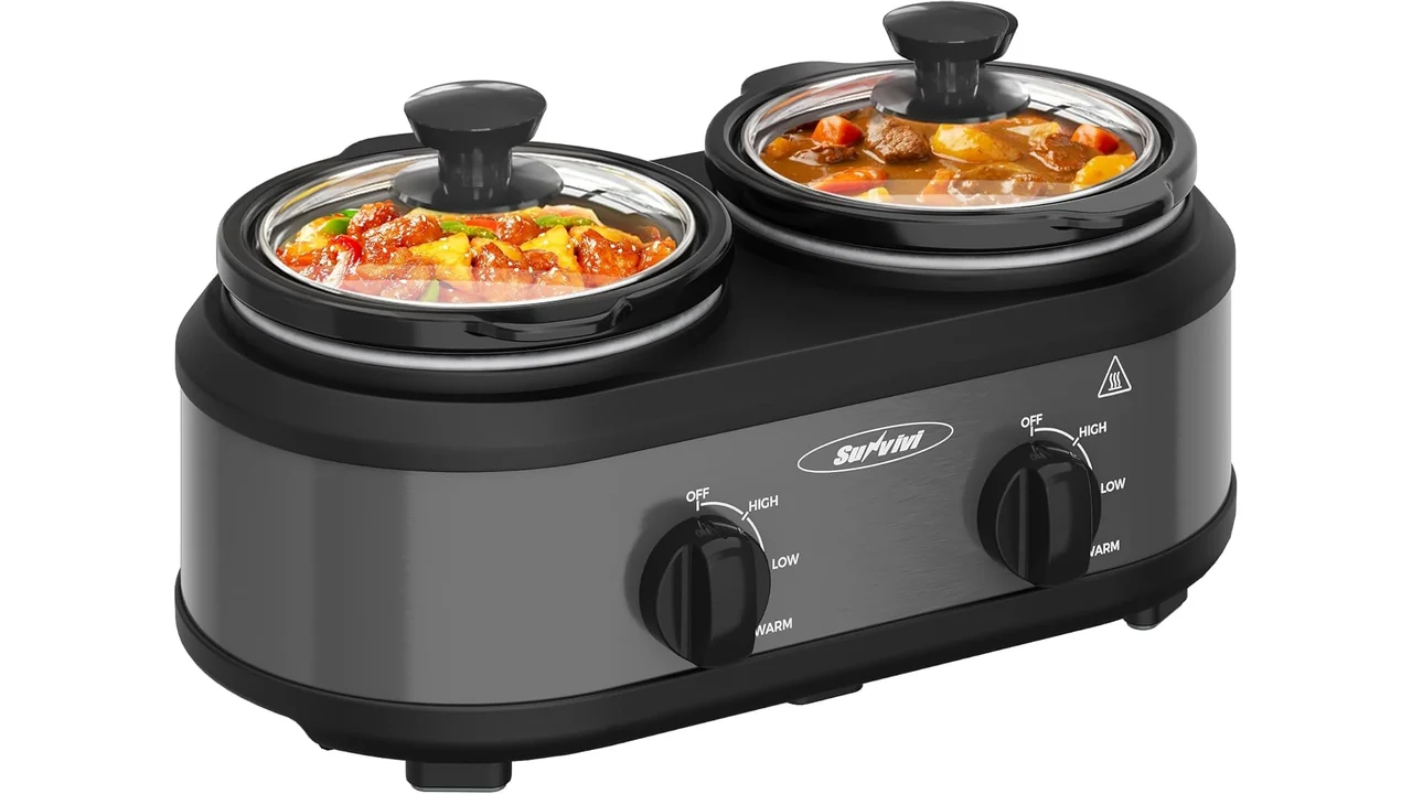 Sunvivi Dual Slow Cooker, Buffet Servers Warmer 2