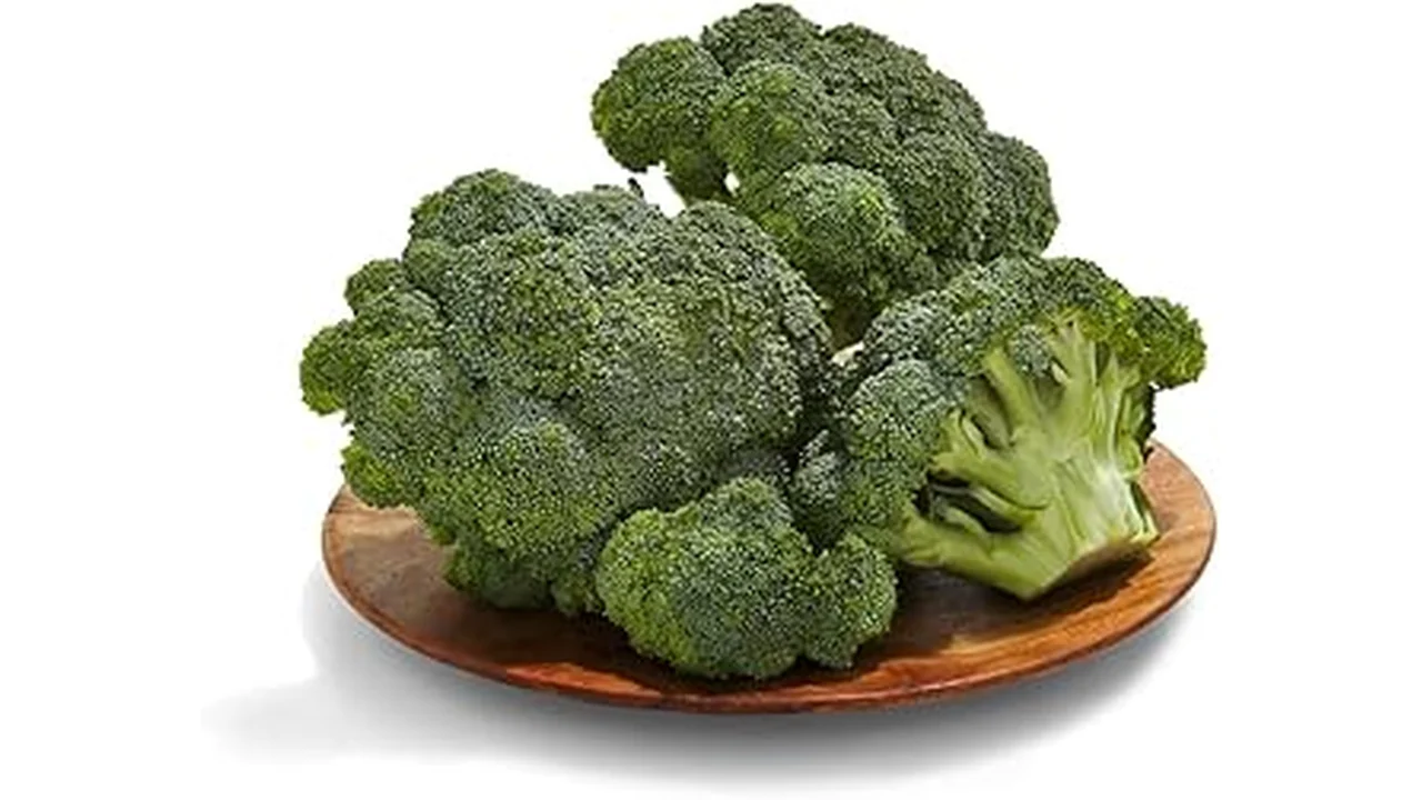 The image shows a serving of delicious oven-roasted broccoli, perfect for a healthy side dish.