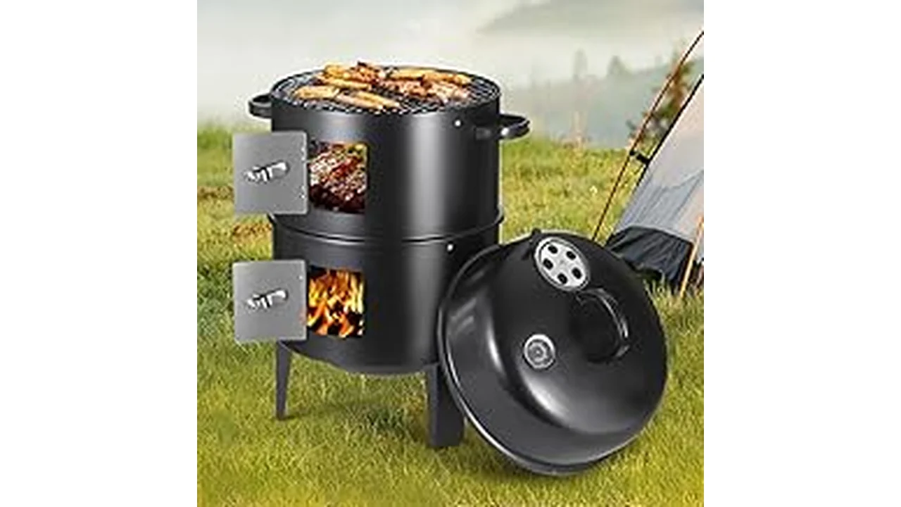 This image shows a collection of various outdoor grills and smokers, representing the best 16 smoker brands available.