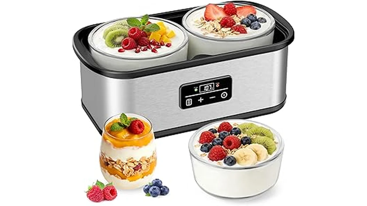 The image shows a visually appealing assortment of healthy, clean yogurt containers from the best 31 brands.
