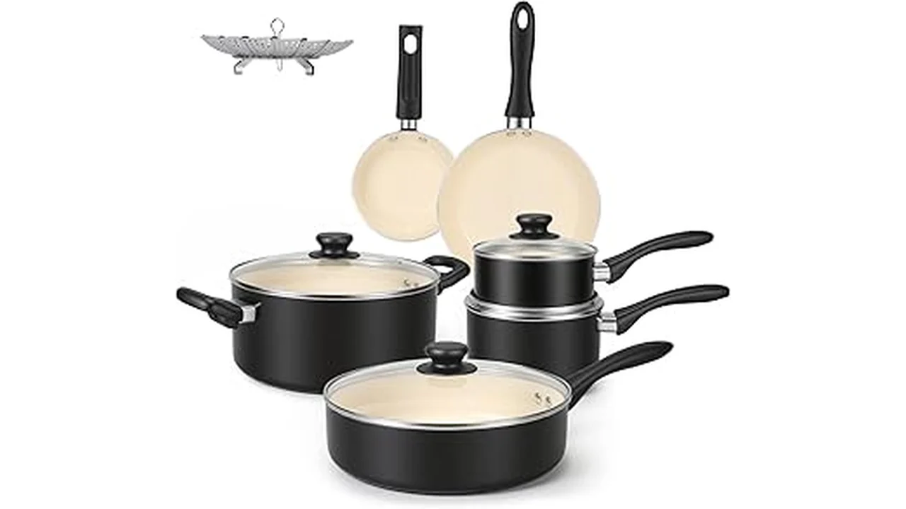 The image shows a collection of high-quality pots and pans featured in Best 31 Cookware Reviews.