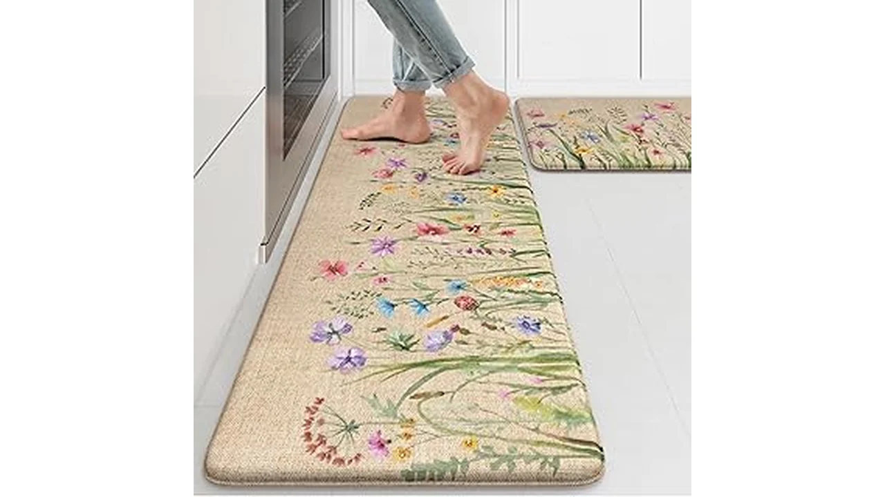 The image shows a collection of diverse kitchen anti-fatigue mats, highlighting options from the best 31.