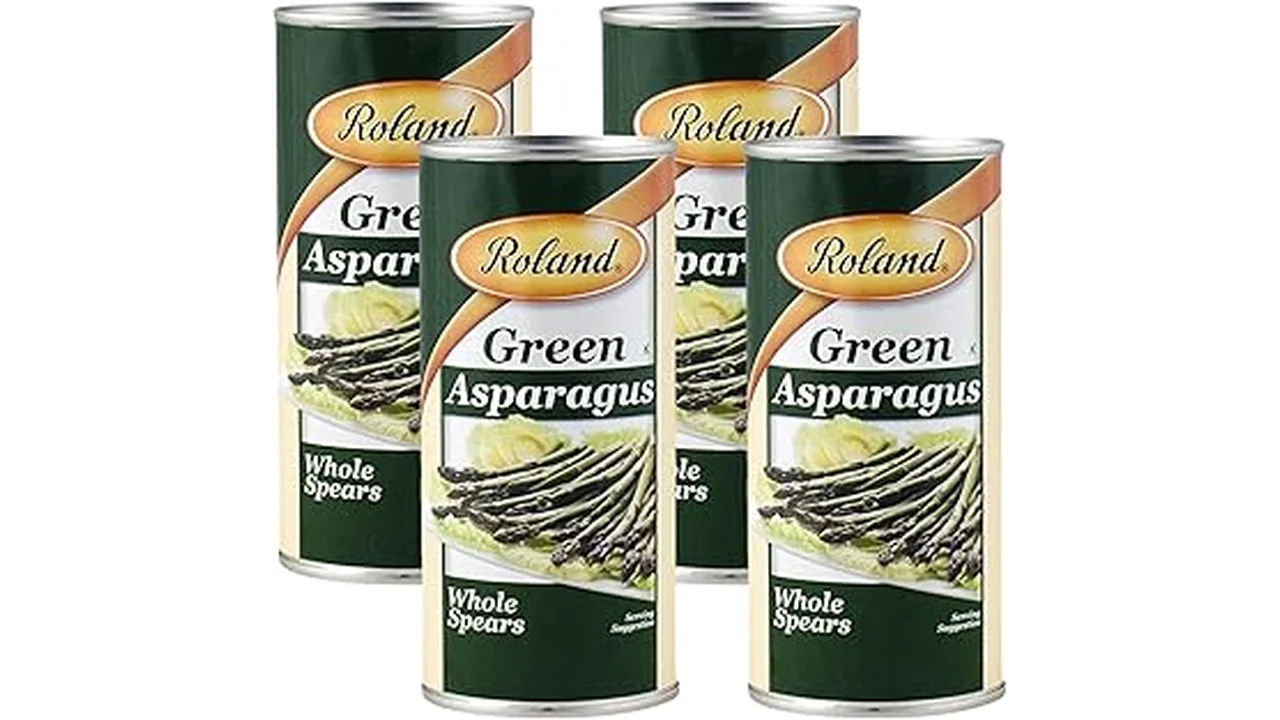 This image shows a platter of perfectly roasted asparagus, a delicious side dish ideal for any meal.