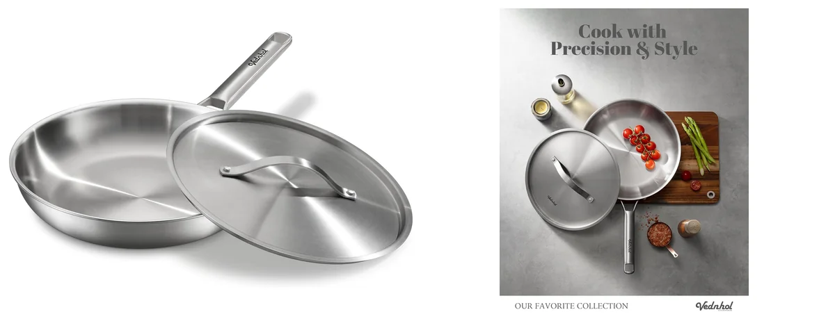 VEDNHOL Stainless Steel Frying Pan 12 Inch images