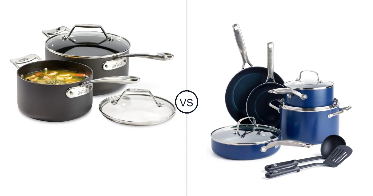 Comparison of All-Clad 4 Piece Set and Blue Diamond 10 Piece Cookware Set