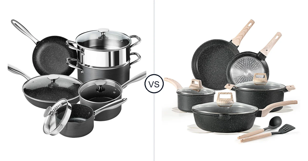 MICHELANGELO Hard Anodized vs CAROTE 14 Piece: Cookware Set Comparison