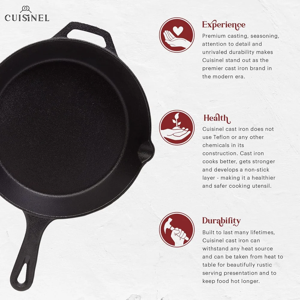 Cuisinel Cast Iron Skillets Set - 3-Piece: