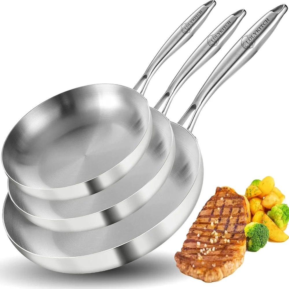 EWFEN Tri-Ply Stainless Steel Frying Pans Set