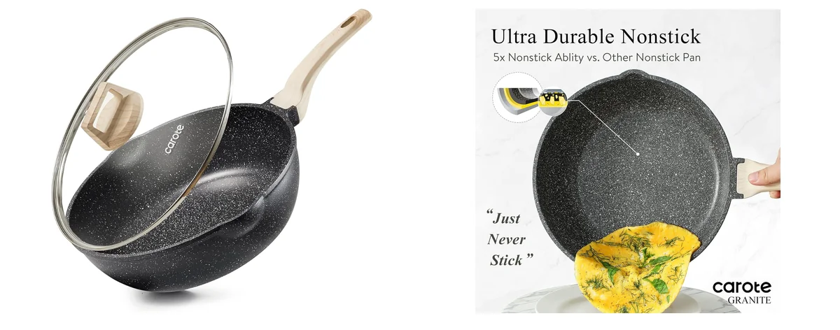 CAROTE 12 Inch Nonstick Deep Frying Pan images