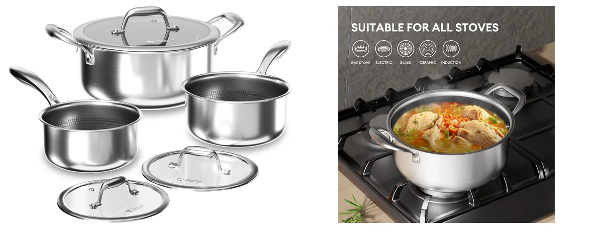 COOKER KING Stainless Steel 6 Pcs Pots Set images