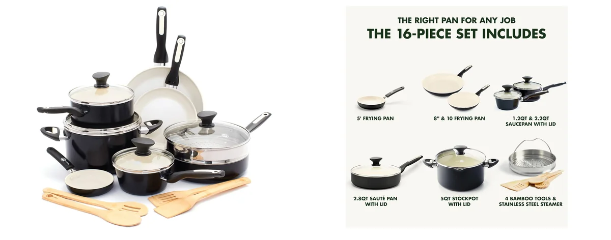 GreenPan Rio 16 Piece Cookware Pots and images