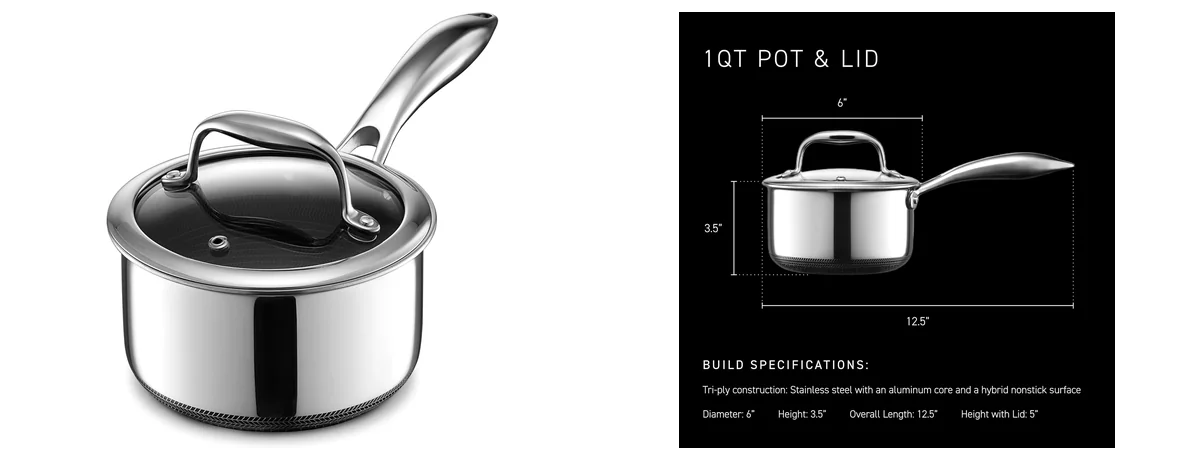 HexClad Hybrid Nonstick 1-Quart Saucepan images