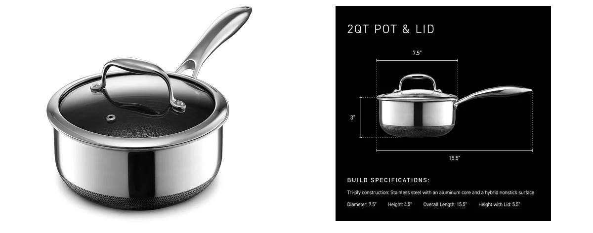 HexClad Hybrid Nonstick 2-Quart Saucepan images
