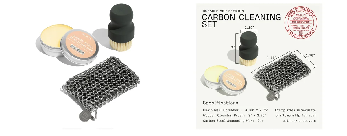 Made In Cookware | 3-Piece Carbon Steel Cleaning images