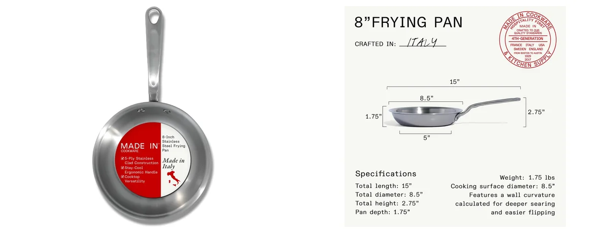 Made In Cookware - 8-Inch Stainless Steel Frying images
